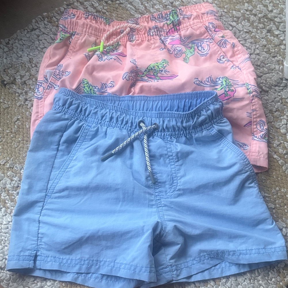 Cat & Jack Peach Dinosaur and Blue Swim Shorts Set